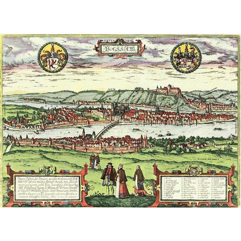 Passau Germany White Modern Wood Framed Art Print by Hogenberg, Braun