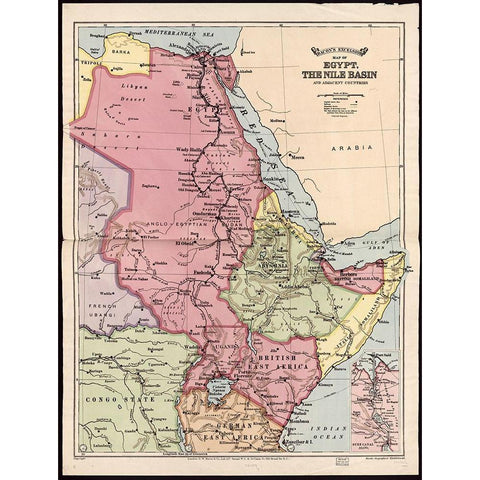 Nile Basin 1916 White Modern Wood Framed Art Print by G W Bacon and Co