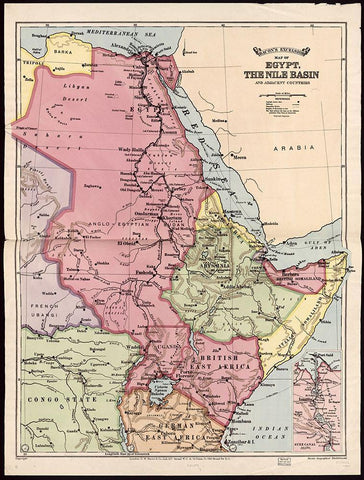 Nile Basin 1916 Black Ornate Wood Framed Art Print with Double Matting by G W Bacon and Co