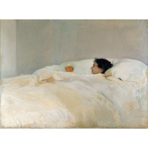 Mother Black Modern Wood Framed Art Print with Double Matting by Sorolla, Joaquin