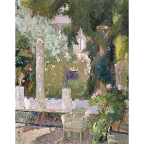 The Gardens at the Sorolla Family House White Modern Wood Framed Art Print by Sorolla, Joaquin