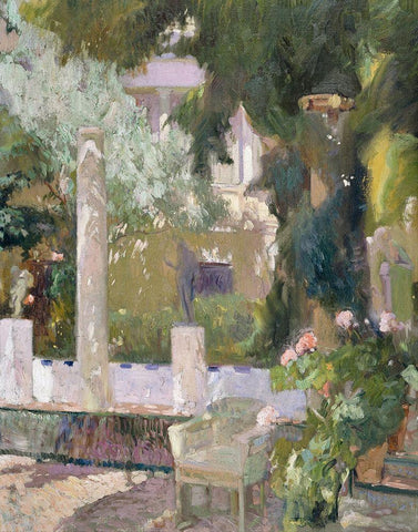 The Gardens at the Sorolla Family House White Modern Wood Framed Art Print with Double Matting by Sorolla, Joaquin