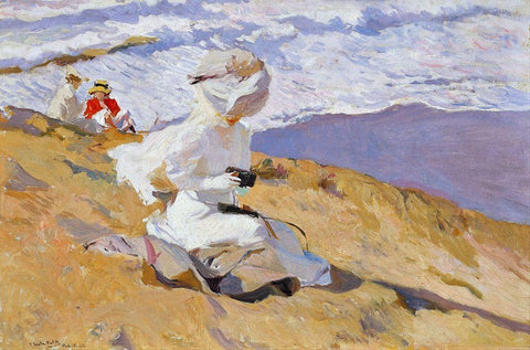 Capturing the moment Black Ornate Wood Framed Art Print with Double Matting by Sorolla, Joaquin