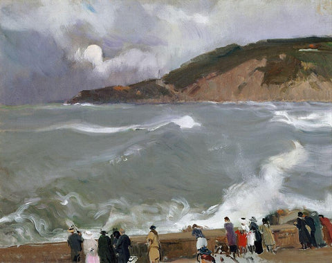 Breakwater-San Sebastian Black Ornate Wood Framed Art Print with Double Matting by Sorolla, Joaquin