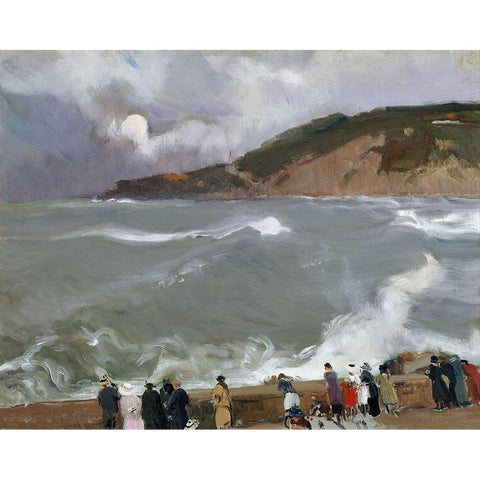 Breakwater-San Sebastian Black Modern Wood Framed Art Print with Double Matting by Sorolla, Joaquin