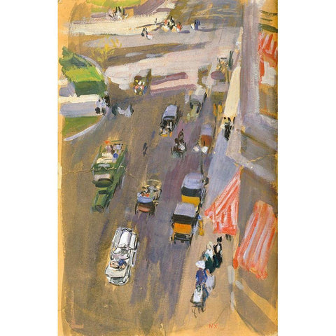 Fifth Avenue-New York Black Modern Wood Framed Art Print with Double Matting by Sorolla, Joaquin