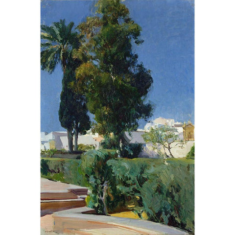 Gardens of the Alcazar Gold Ornate Wood Framed Art Print with Double Matting by Sorolla, Joaquin