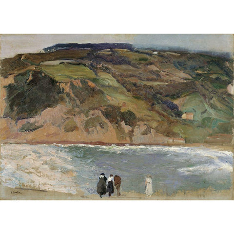 Breakwater of San Sebastian Black Modern Wood Framed Art Print with Double Matting by Sorolla, Joaquin