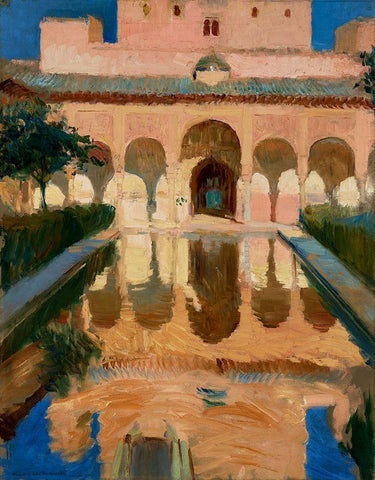 Hall of the Ambassadors-Alhambra-Granada White Modern Wood Framed Art Print with Double Matting by Sorolla, Joaquin