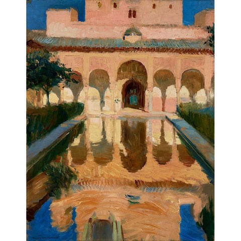 Hall of the Ambassadors-Alhambra-Granada Black Modern Wood Framed Art Print with Double Matting by Sorolla, Joaquin