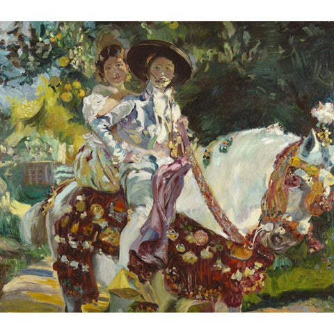 Valencians White Modern Wood Framed Art Print by Sorolla, Joaquin