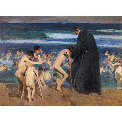 Sad Inheritance Gold Ornate Wood Framed Art Print with Double Matting by Sorolla, Joaquin