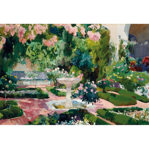 Garden at the Sorolla House Gold Ornate Wood Framed Art Print with Double Matting by Sorolla, Joaquin