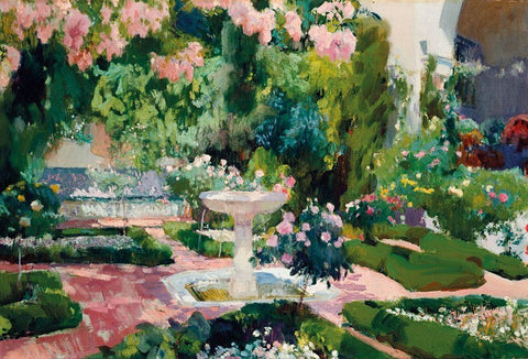 Garden at the Sorolla House White Modern Wood Framed Art Print with Double Matting by Sorolla, Joaquin