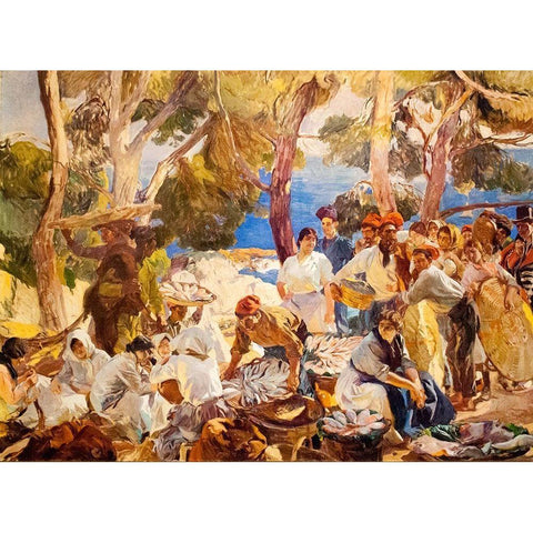 Catalonia Fish White Modern Wood Framed Art Print by Sorolla, Joaquin