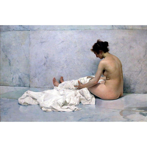 Naked White Modern Wood Framed Art Print by Sorolla, Joaquin