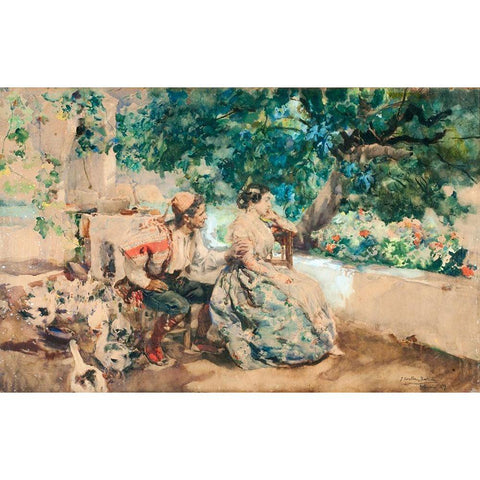 Summer cloud White Modern Wood Framed Art Print by Sorolla, Joaquin