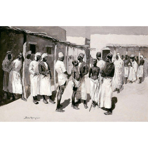 Slave Market White Modern Wood Framed Art Print by Remington, Frederic