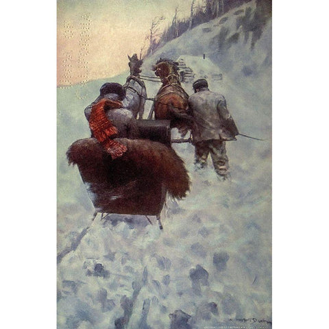 In the Snow from Winston of the Prairie 1908 White Modern Wood Framed Art Print by Dunton, William