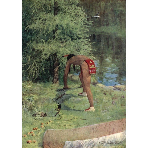 Give me of your roots from Story of Hiawatha 1910 Gold Ornate Wood Framed Art Print with Double Matting by Kirk, Maria