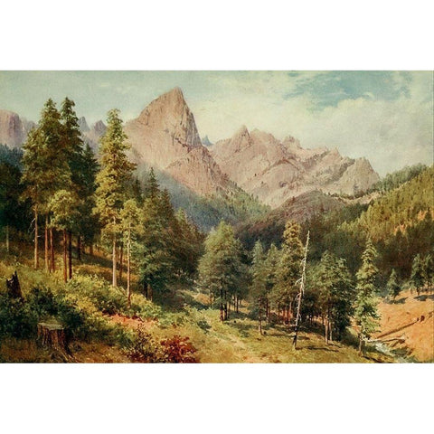 Castle Crag-Rattlesnake Canyon-California 1914 Gold Ornate Wood Framed Art Print with Double Matting by Palmer, Sutton