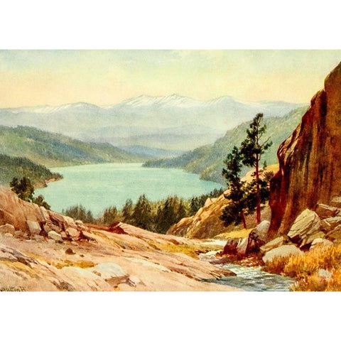 Donner Lake-California 1914 White Modern Wood Framed Art Print by Palmer, Sutton