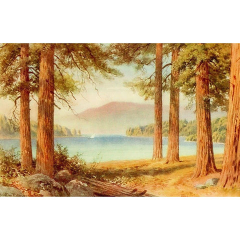 Lake Tahoe-California 1914 White Modern Wood Framed Art Print by Palmer, Sutton