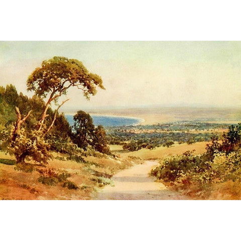 Looking down on Monterey and the Bay-California 1914 Gold Ornate Wood Framed Art Print with Double Matting by Palmer, Sutton