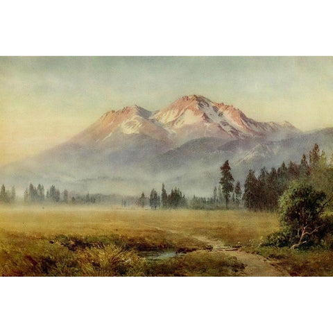 Mount Shasta-California 1914 White Modern Wood Framed Art Print by Palmer, Sutton