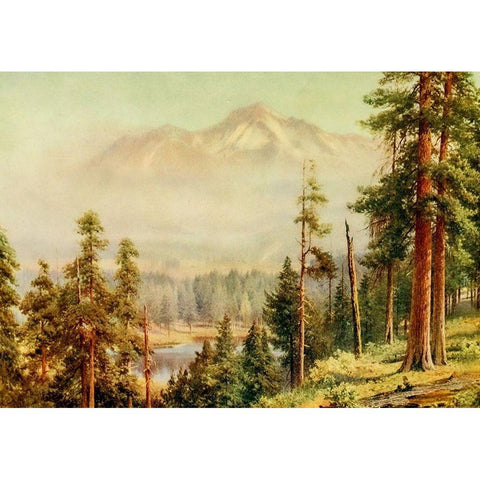 Shasta-California 1914 Black Modern Wood Framed Art Print by Palmer, Sutton