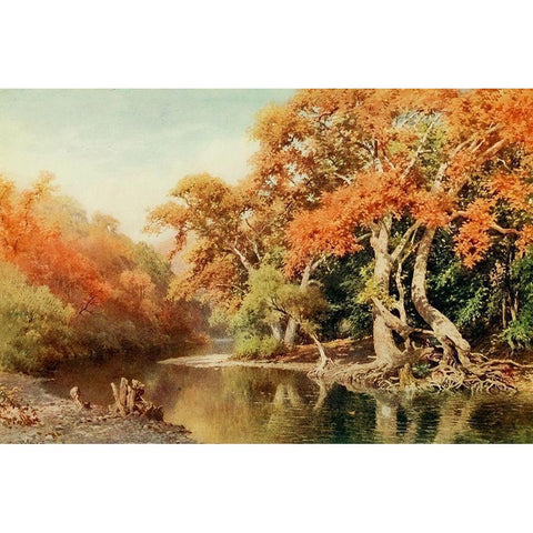 Sycamores-a coast range canyon-California 1914 Gold Ornate Wood Framed Art Print with Double Matting by Palmer, Sutton