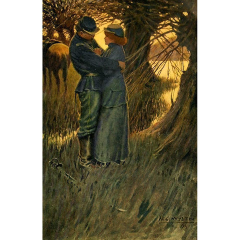 I took her in my arms and held her Gold Ornate Wood Framed Art Print with Double Matting by Wyeth, Newell