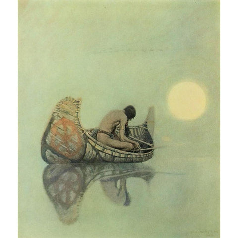 The Silent Fisherman Gold Ornate Wood Framed Art Print with Double Matting by Wyeth, Newell