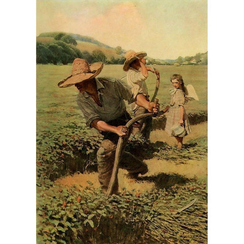 Harvesting Gold Ornate Wood Framed Art Print with Double Matting by Wyeth, Newell