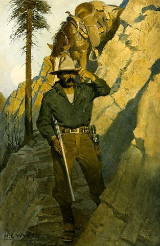 The Sheriff White Modern Wood Framed Art Print with Double Matting by Wyeth, Newell