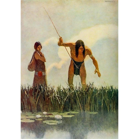 A primitive spearman White Modern Wood Framed Art Print by Wyeth, Newell