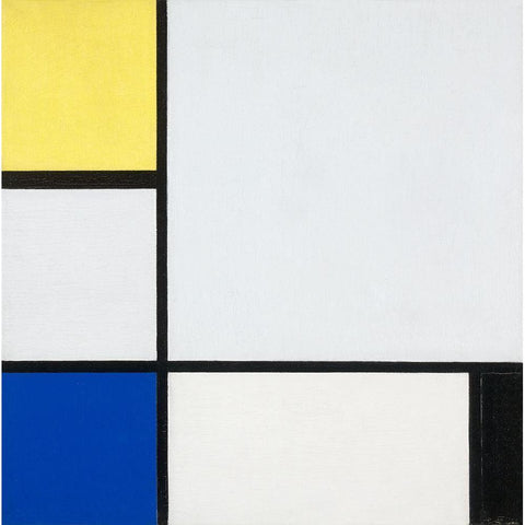 Composition with Yellow-Blue-Black and Light Blue White Modern Wood Framed Art Print by Mondrian, Piet