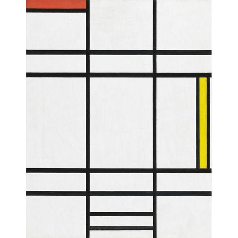 Composition in White-Red-and Yellow White Modern Wood Framed Art Print by Mondrian, Piet