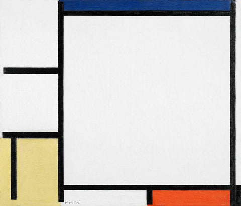 Composition with Blue-Red-Yellow-and Black White Modern Wood Framed Art Print with Double Matting by Mondrian, Piet