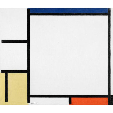 Composition with Blue-Red-Yellow-and Black Black Modern Wood Framed Art Print with Double Matting by Mondrian, Piet