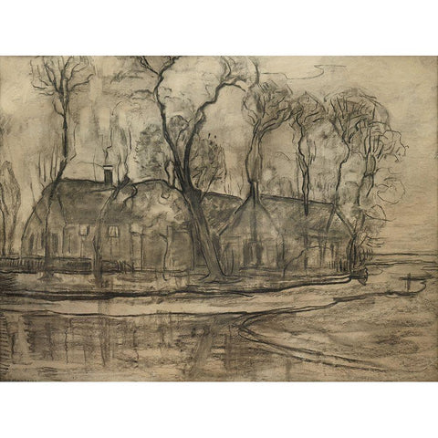 Farm Near Duivendrecht-The Sea Black Modern Wood Framed Art Print with Double Matting by Mondrian, Piet