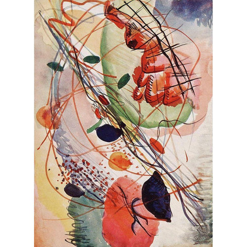 Aquarell print Gold Ornate Wood Framed Art Print with Double Matting by Kandinsky, Wassily