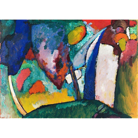 The Waterfall 1909 White Modern Wood Framed Art Print by Kandinsky, Wassily