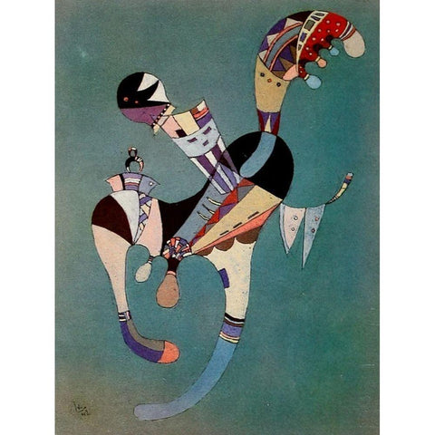 A Fluttering Figure 1942 White Modern Wood Framed Art Print by Kandinsky, Wassily