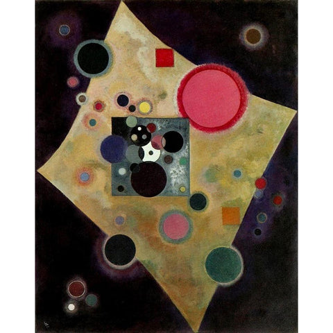 Accent in Pink 1926 Gold Ornate Wood Framed Art Print with Double Matting by Kandinsky, Wassily