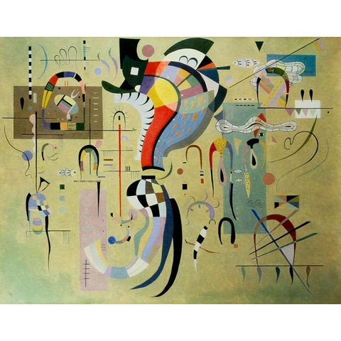 Accompanied Centre 1937 White Modern Wood Framed Art Print by Kandinsky, Wassily