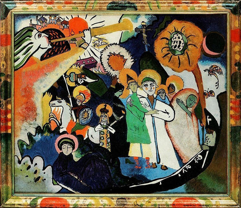 All Saints Day 1911 White Modern Wood Framed Art Print with Double Matting by Kandinsky, Wassily