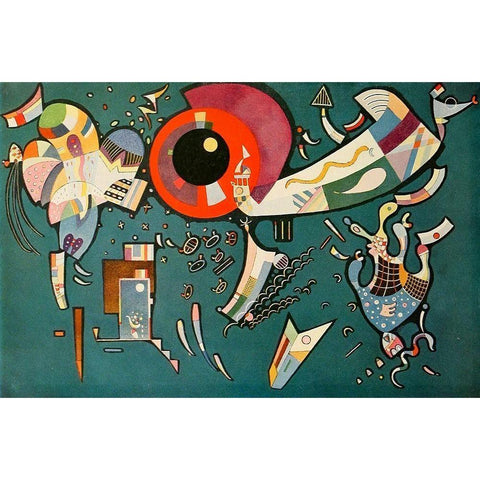 Around the Circle no.677 1940 Black Modern Wood Framed Art Print with Double Matting by Kandinsky, Wassily