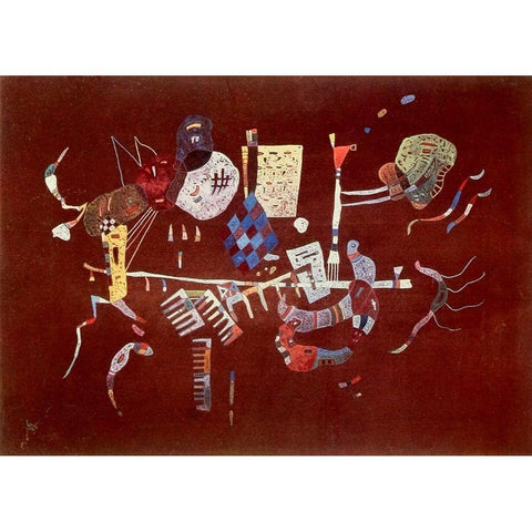 Around the line 1943 White Modern Wood Framed Art Print by Kandinsky, Wassily