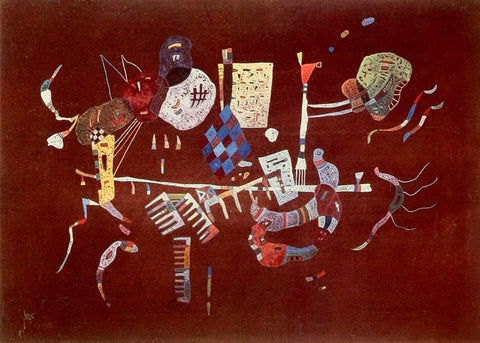 Around the line 1943 Black Ornate Wood Framed Art Print with Double Matting by Kandinsky, Wassily